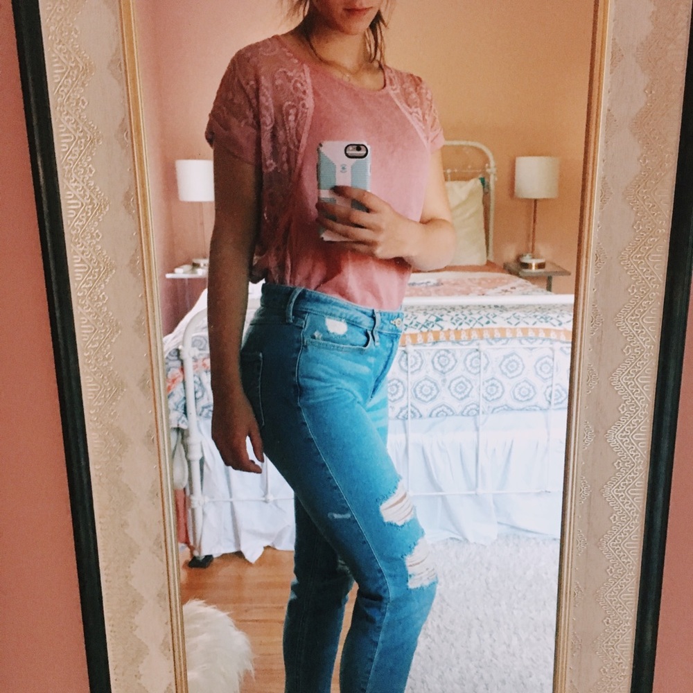 Blush lace top